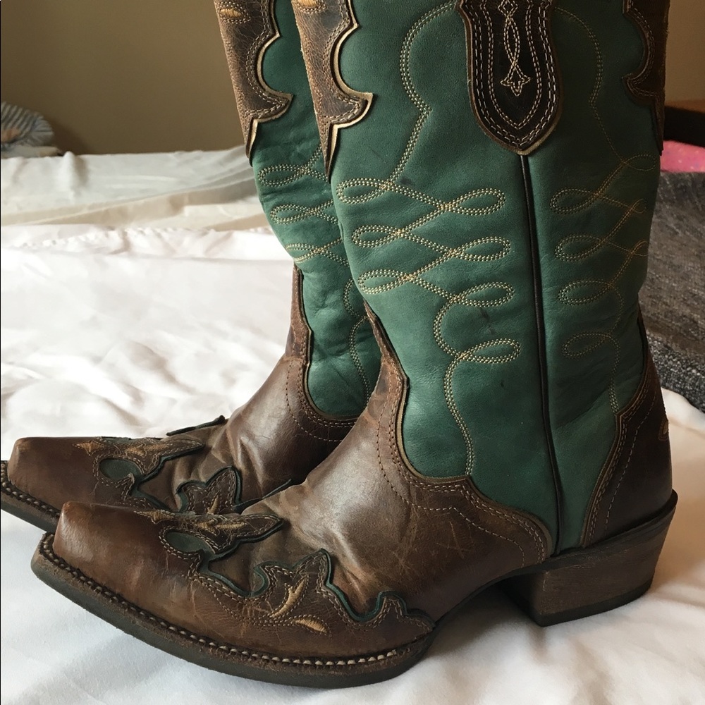 Ariat Teal & Brown Boots 7.5B